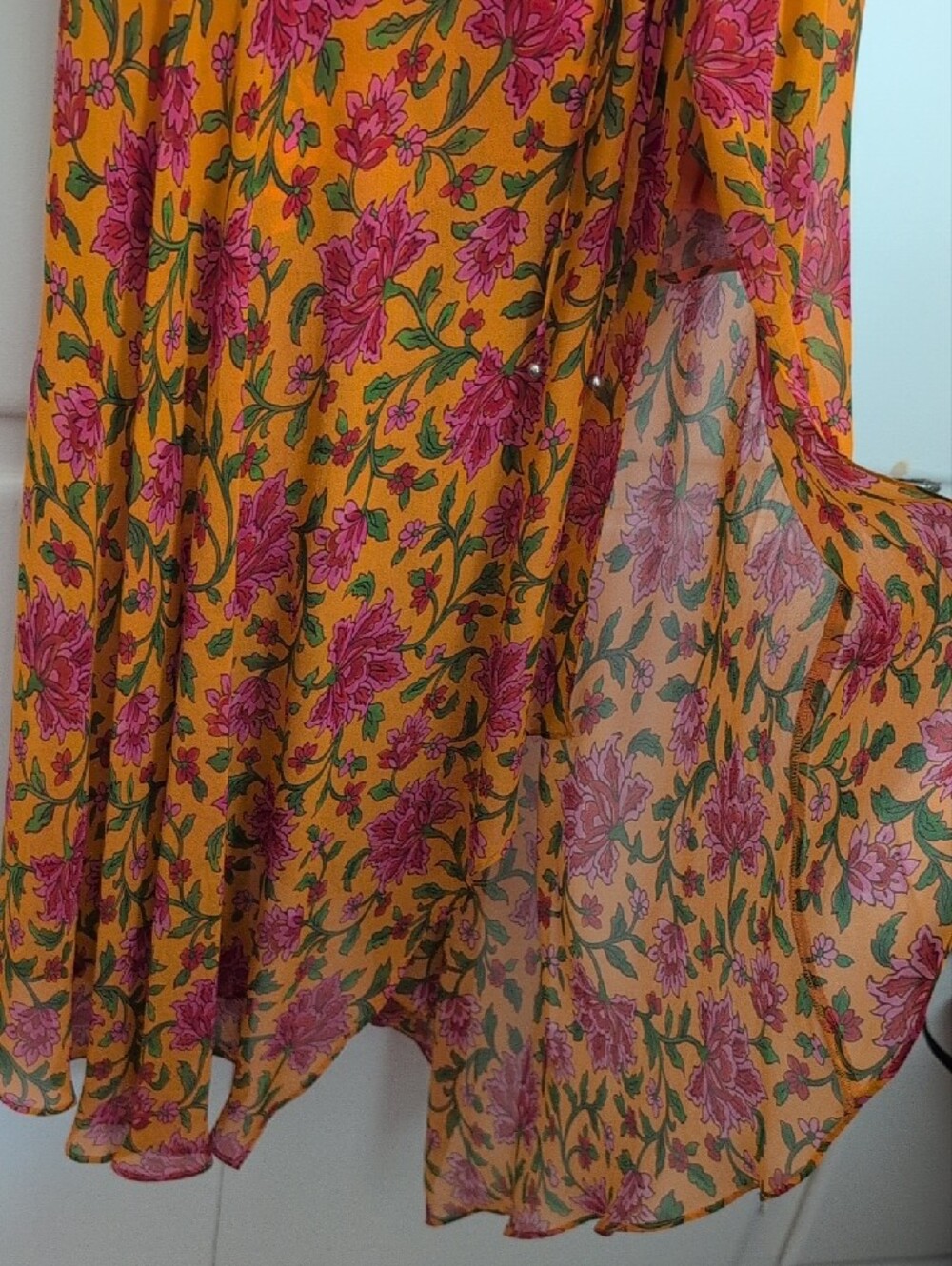 Veronica Beard Dovima Dress In Hot Orange Multi - Silk - Picture 8 of 9